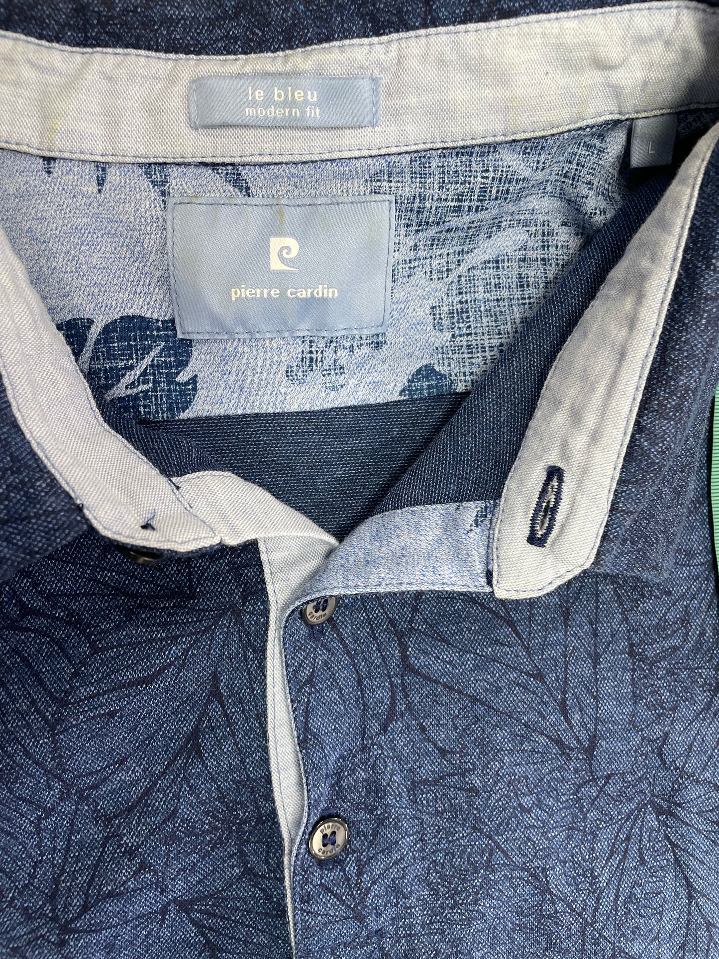 Pierre Cardin Pattern Polo Shirt Blue