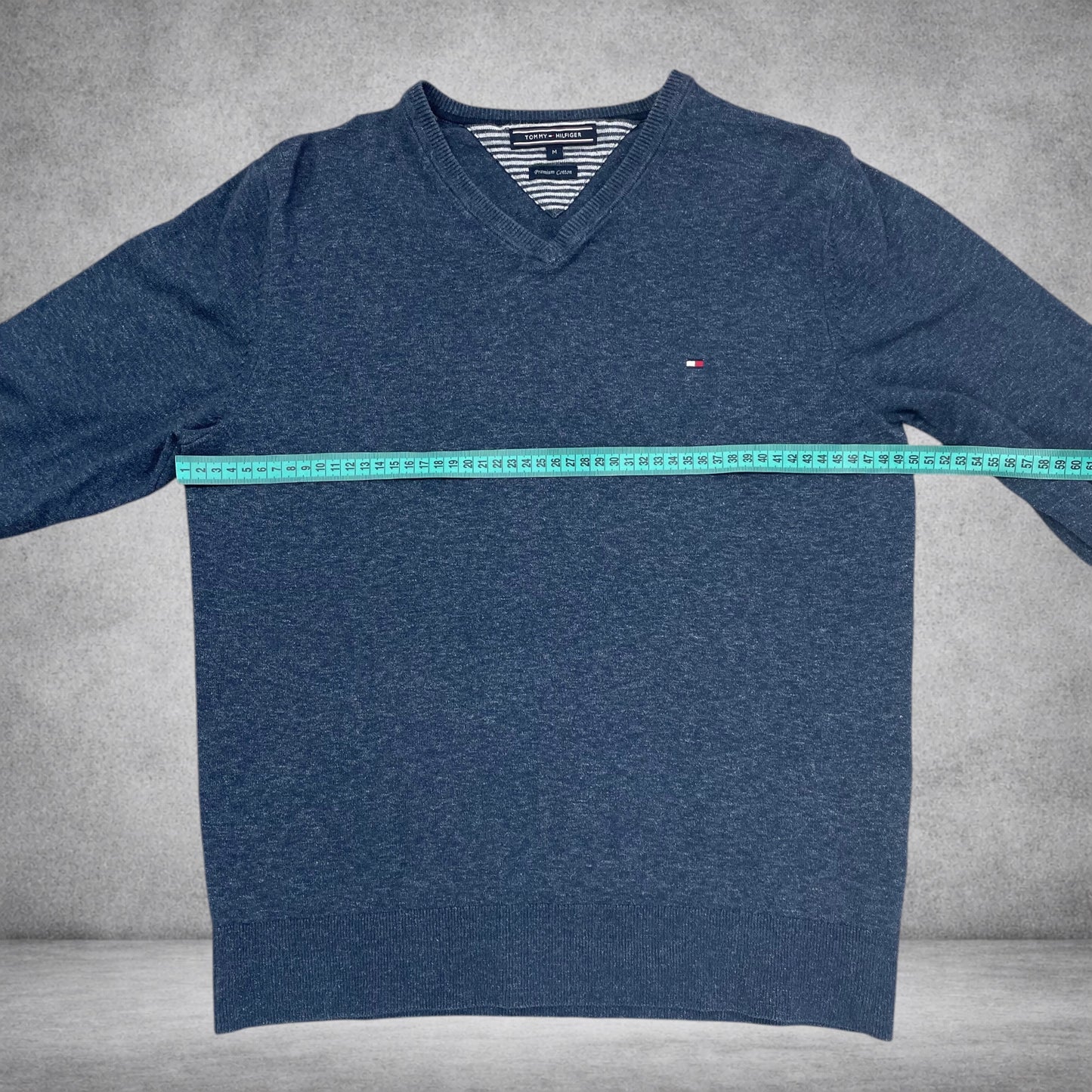 Tommy Hilfiger Premium Cotton V-Neck Sweater – Blue
