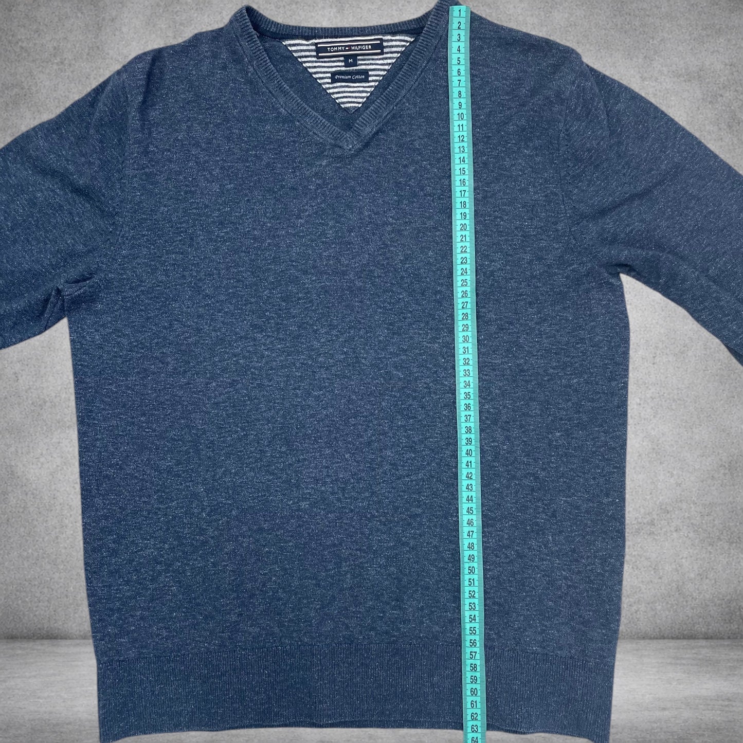 Tommy Hilfiger Premium Cotton V-Neck Sweater – Blue