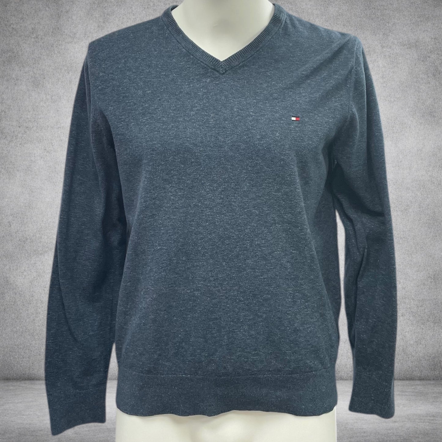 Tommy Hilfiger Premium Cotton V-Neck Sweater – Blue