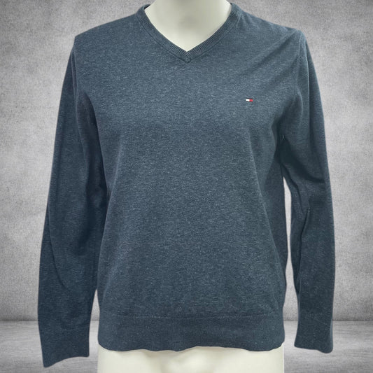 Tommy Hilfiger Premium Cotton V-Neck Sweater – Blue